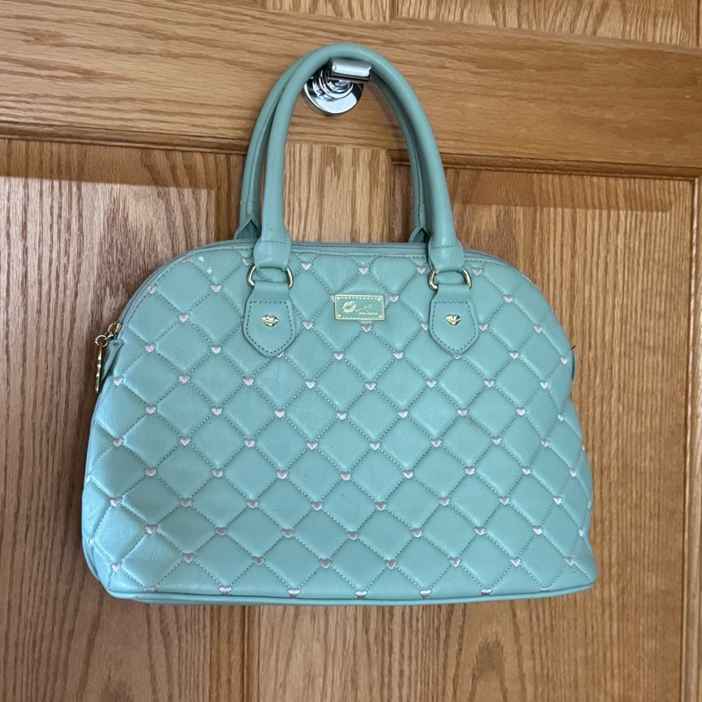 Betsey Johnson Mint Green Quilted Hearts Handbag